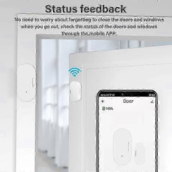 ZigBee 3.0 Smart Dörr- och Fönstersensor, Batteridriven, Realtidsvarningar, Enkel Installation, Kompatibel med Alexa Google Home, Hemsäkerhet (1-pack)