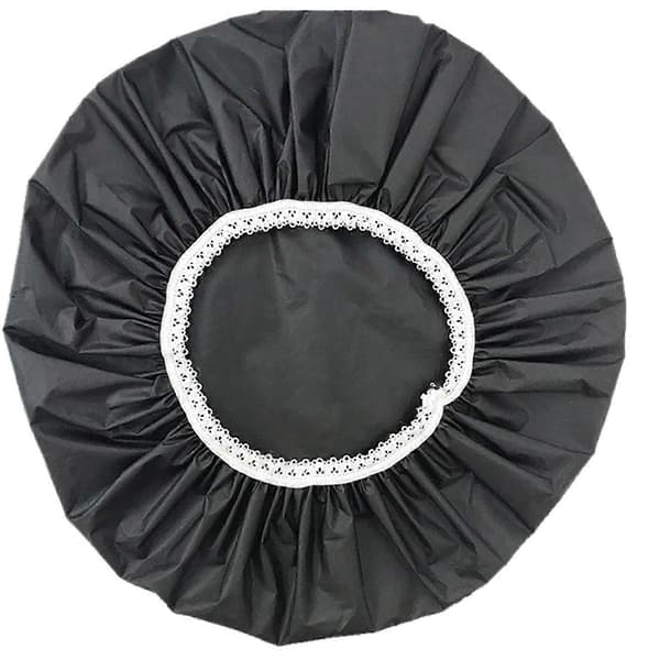 4-pack vattentäta elastiska duschmössor, hotellhårskydd badmössor för kvinnor och män, 28 cm diameter (svart)