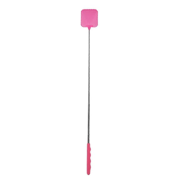 Teleskopisk flugsmälla, 73 cm, ergonomiskt grepp, för camping och resor, rosa - 1-pack