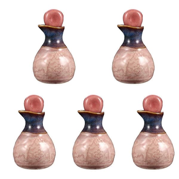 Rosa keramiska parfym- och eterisk oljeflaskor med propp, 5-pack för förvaring