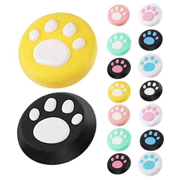 Kattfotmönster Joystick Greppskydd Silikon Analog Stick Skydd 16st