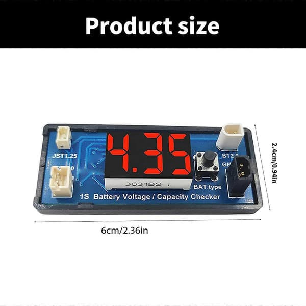 1S Litiumbatterikapacitetsindikator Modul, Batterispänningsmätare med LED-display för Drönare, RC-flygplan, Laboratorium