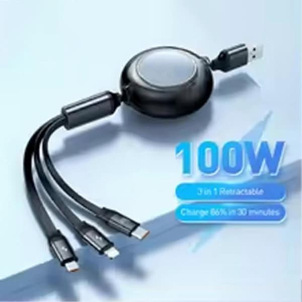 100W infällbar USB-laddningskabel för , , , - USB-C snabbladdning
