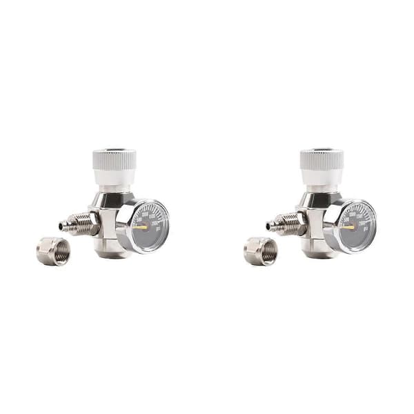 CO2-regulator med tryckmätare 2000psi, 3/8-24UNF-gänga, kompatibel med 6 mm sugslang, för akvariets CO2-system, 2-pack