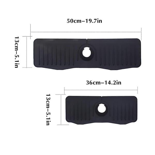 Silikonkranavloppsdyna, stänksäker förtjockad ny förlängd version köksvasktorkmatta, 2-pack