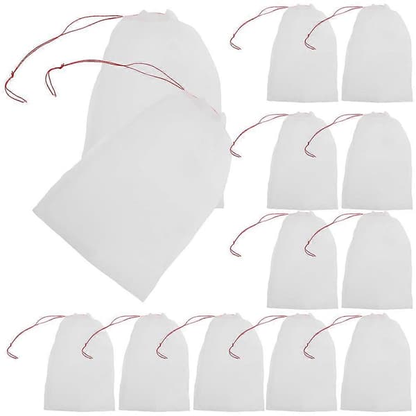 Fruktpåsar i nylon, fågelbarriär, dragsko, 60-pack, vit