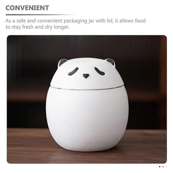 Pandaformade keramiska teburkar, 3-pack, förseglade förvaringsburkar, vita för tekaffebönor