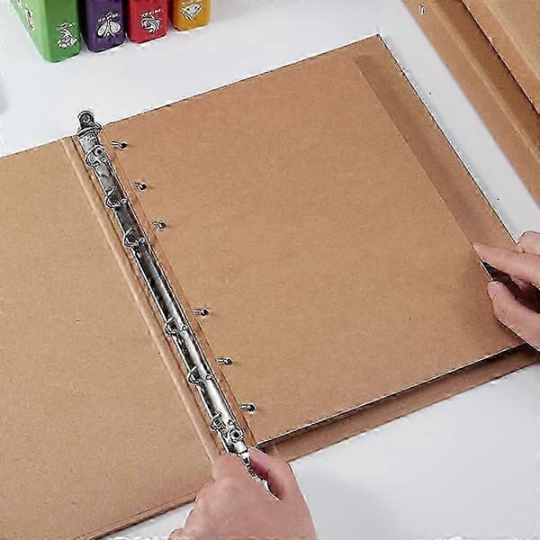 A5 6-ringars pärm, kraftpappersmapp för broschyromslag, scrapbooking, lösa blad, 2-pack