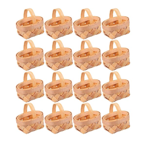 16 st Mini Vävda Träkorgar för Chips och Godis på Bröllop och Fester