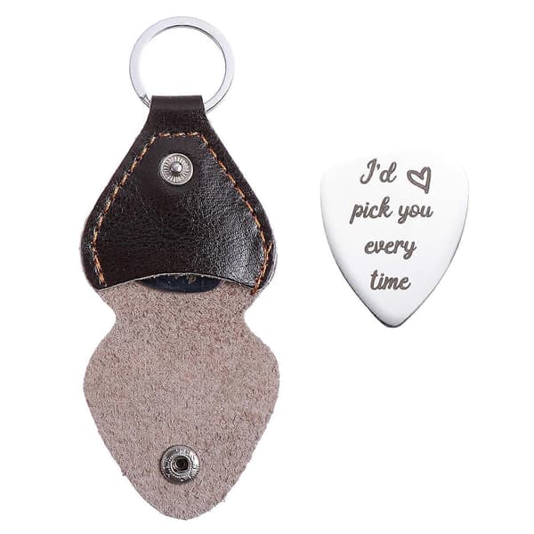 Gitarrplektrumset med fodral, pekfingerplektrum för gitarr, bas, ukulele, nyckelringsdesign