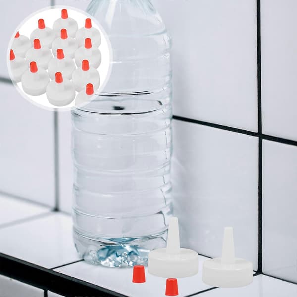 20-pack plastflasklock, läckagesäkra såsflasklock, ersättningslock för kryddbehållare