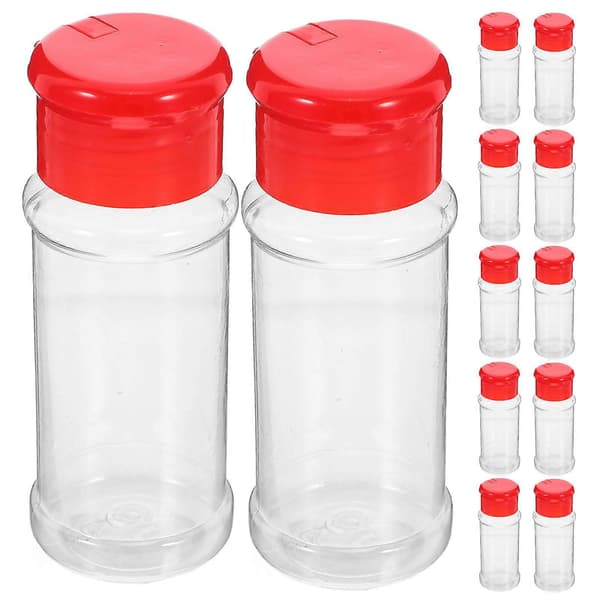 Plastiska saltkar 12-pack, mångsidiga kryddburkar med transparent design, 100 ml kryddflaskor för köksförvaring