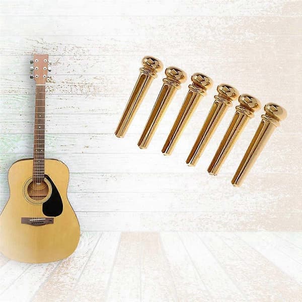 24 st mässingsgitarrstallstift med 4 dragare för akustisk gitarr, förbättrad ljudvibration, guld- och silverfinish