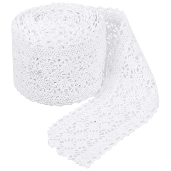 Vit bomullstråd spetskant, 2 st för DIY-sömnad, bröllopsdekoration, scrapbooking
