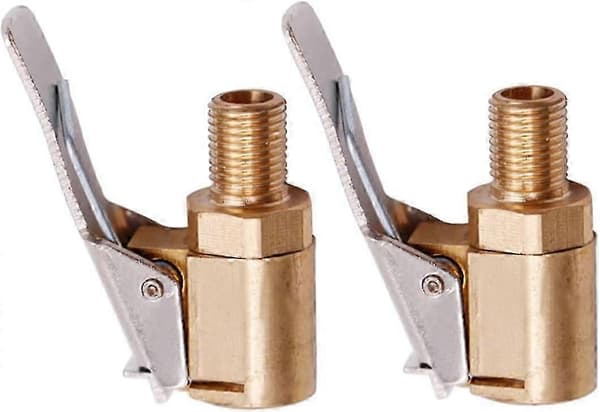 Däckpump Luftchuck, 2-pack Kraftig Mässingsmunstycke med Klämadapter, Kompatibel med Bil Lastbil Däckpump