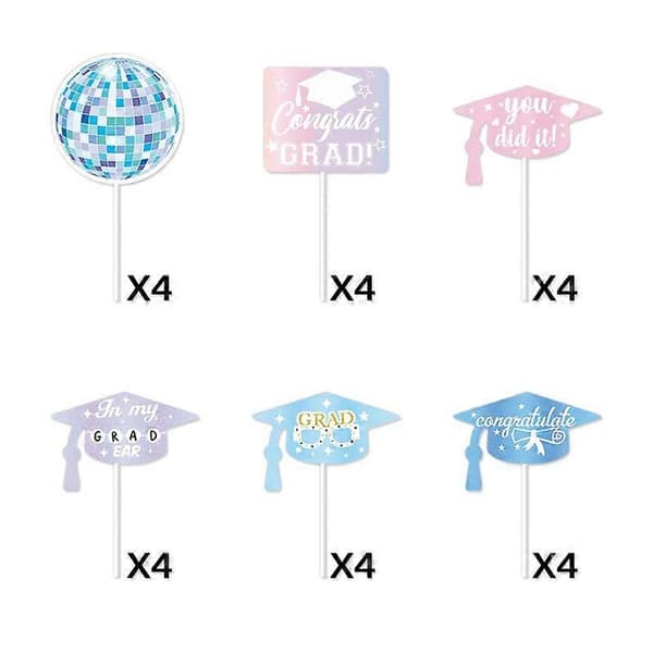 Student-cupcaketoppers, små tårtdekorationer, festdekoration, 8 st per förpackning