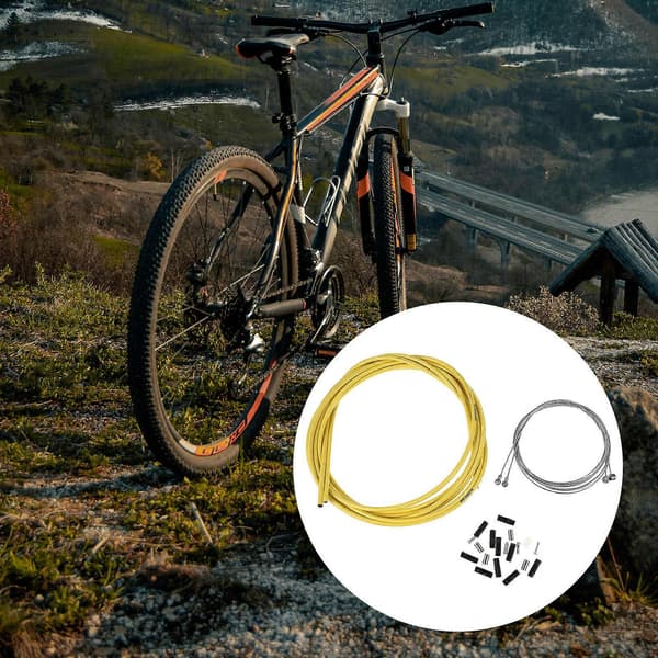 Bromsvajer och hölje set för universalcykelbroms, gul
