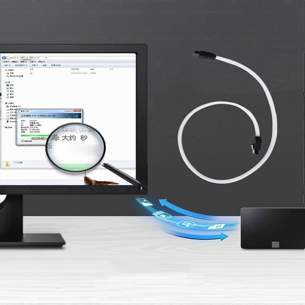 50CM SATA III Datakabel 6Gbps, 2-pack Vit Nylonflätad 7-stifts SATA-kabel för SSD HDD Hårddisk