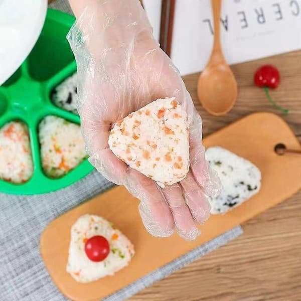 6-håls triangulär Onigiri-form, DIY risbollsmaskin för sushi, miljövänlig PP, 20 cm x 6 cm