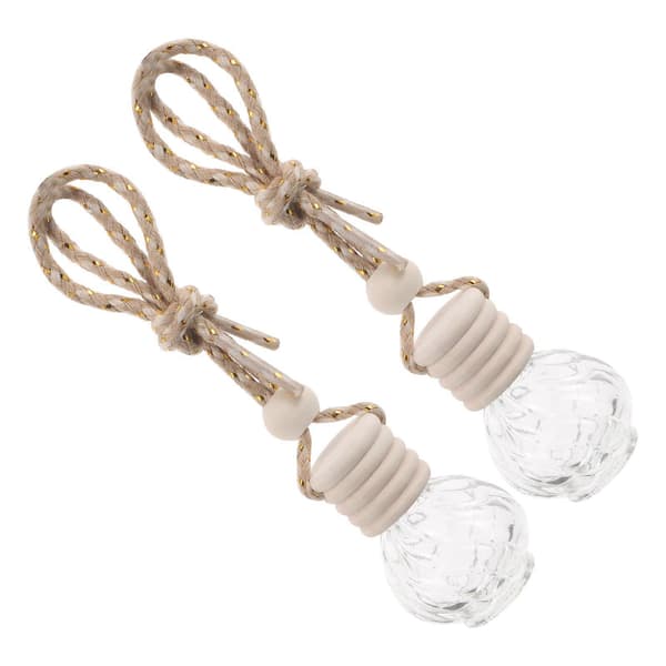 2-pack påfyllningsbara aromaterapiflaskor i glas för bil med trälock, mångsidiga diffusorflaskor för hem och kontor, 9 ml
