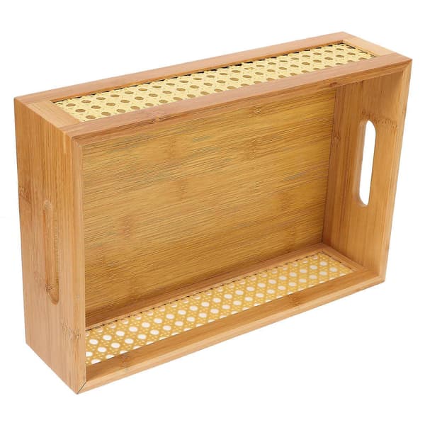 Bambuvävd korg för kosmetikaförvaring med stor organizer