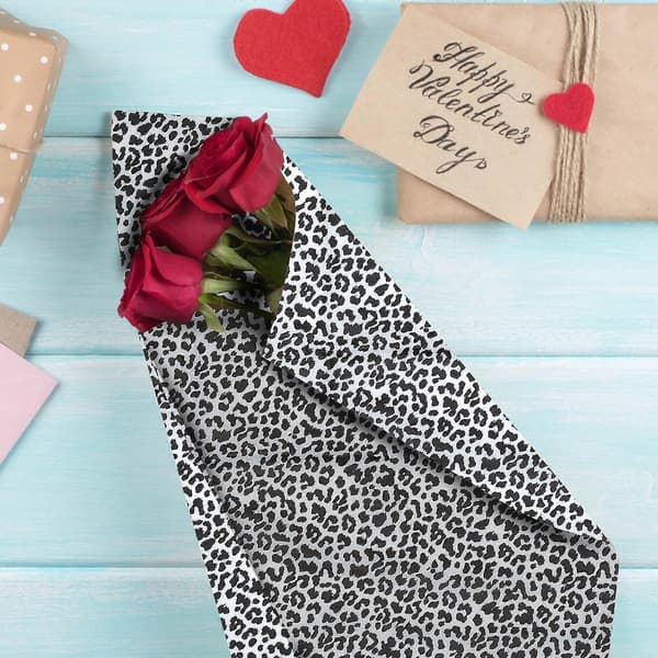 Leopardmönstrad Svart Blomomslagspapper för DIY-projekt 20 Ark Set