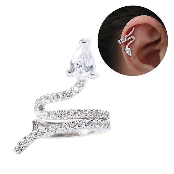 Ingen Piercing Silver Öronsmycke Orm Strass för Dekoration 1st