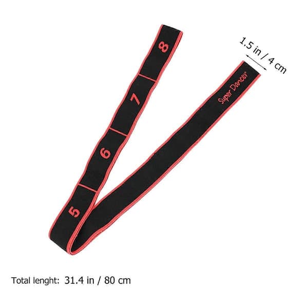 8-segment justerbart motståndsband för Pilates, Yoga, Stretching, Hemmaträning & Fysioterapi – Polyesterbomull, 90x4cm