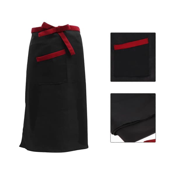 Midjelångt förkläde med ficka, justerbart köksförkläde i polyester för servitörer, matlagning, bakning, bleknings- och skrynkelresistent, 1-pack