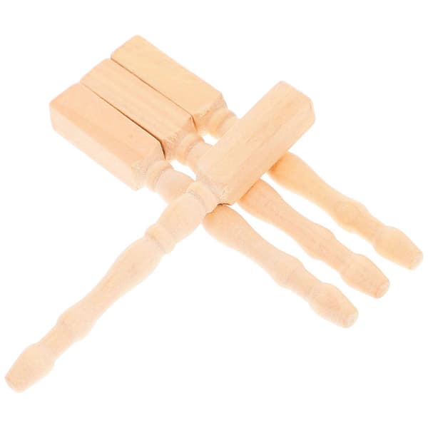 Miniatyr bordsben i trä för dockskåpsmöbler, 4 st, beige finish