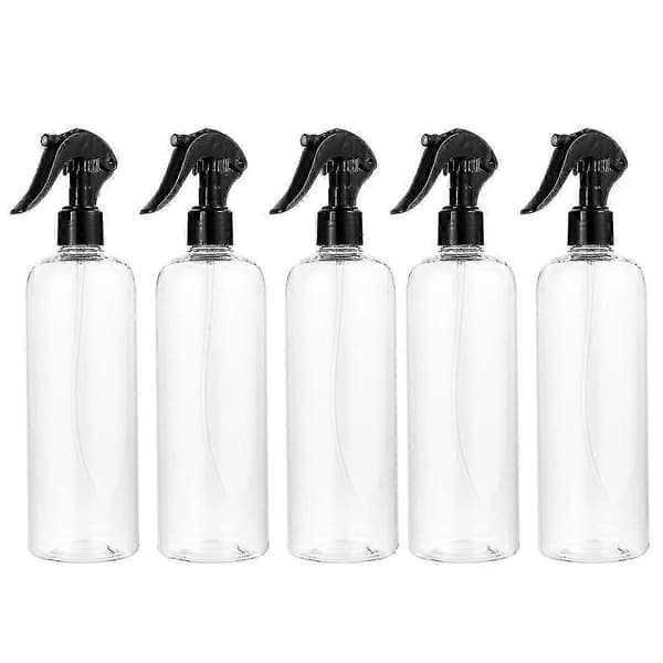5 uppsättningar 500 ml transparenta plastsprayflaskor, tomma påfyllningsbara dimsprutor, multifunktionsdispenser för resor och kosmetisk användning