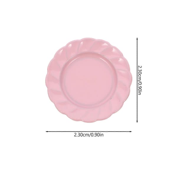 Dockhus Mini Tallrik Servis för Dekor 8 Uppsättningar Rosa Legering Dockhus Disk