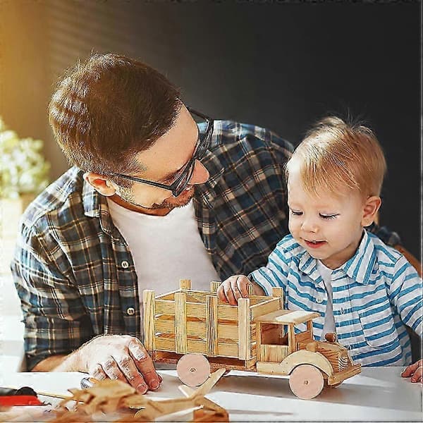 Miniväghjul i trä för pyssel, 15-delars set