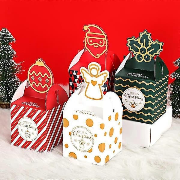 10-pack julklappspåsar med 3D-design, spillsäker godislåda för semesterfester och bröllop, 8,5x8,5x18cm