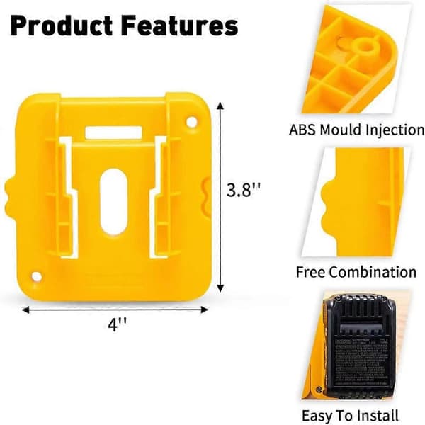 5-pack batteriförvaringsställ, väggmonterad organizer kompatibel med Dewalt 18V-batterier