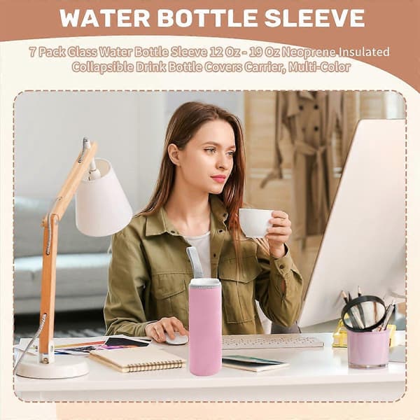 7-pack glasvattenflaskhylsa 12 Oz - 19 Oz Neoprenisolerad