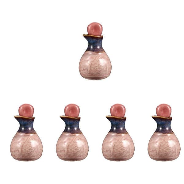Rosa keramiska parfym- och eterisk oljeflaskor med propp, 5-pack för förvaring
