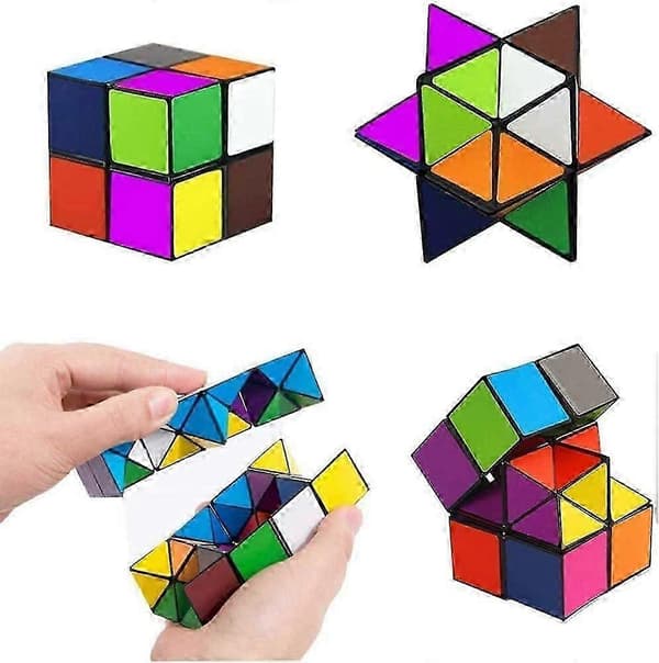 Magic Star Cube, Infinity Cube Leksak, 2 i 1 Transformerande Geometriskt Pussel, 3D Monterings Fidget Cube för Stress Ångestlindring, Barn Kontor