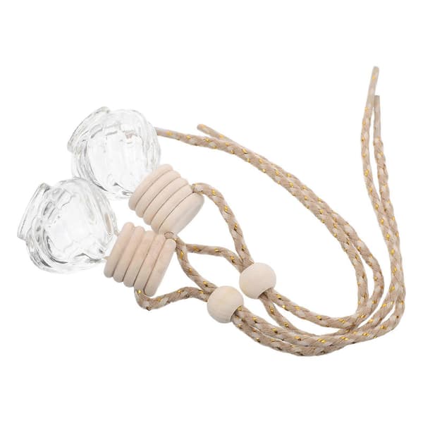 2-pack påfyllningsbara aromaterapiflaskor i glas för bil med trälock, mångsidiga diffusorflaskor för hem och kontor, 9 ml