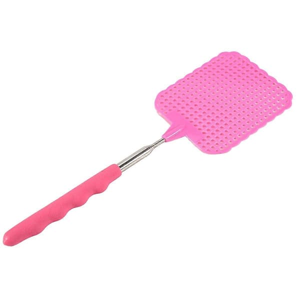 Teleskopisk flugsmälla, 73 cm, ergonomiskt grepp, för camping och resor, rosa - 1-pack