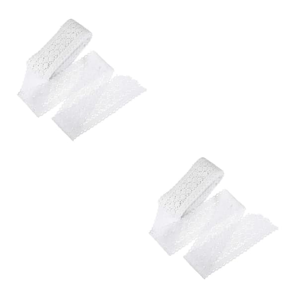 Vit bomullstråd spetskant, 2 st för DIY-sömnad, bröllopsdekoration, scrapbooking