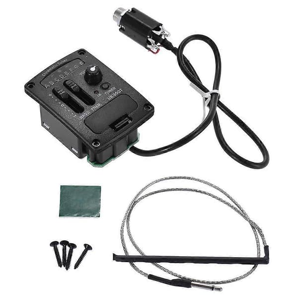 Ukulele Piezo Pickup Förförstärkare med 2-bands Equalizer, Aktiv Bas- och Diskantkontroll, Svart
