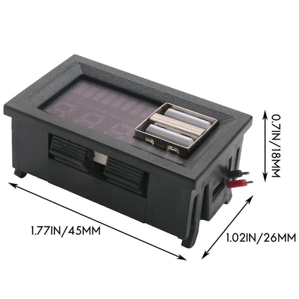 6X Mini Röd LED Digital Display Voltmeter, Spänningstestare med USB-utgång 5V/2A för Batteriström