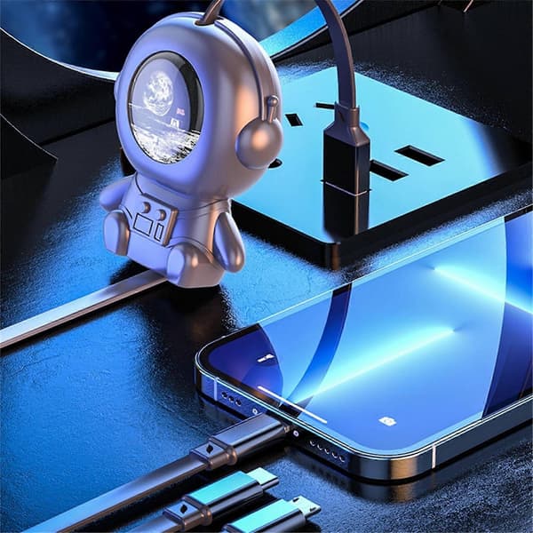 Gnobogi 3-i-1 infällbar USB-kabel (120 cm) kompatibel med Type-C, Micro USB, iOS - Snabbladdande datakabel
