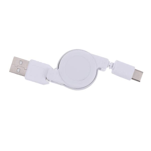 USB C-kabel infällbar vit 75x0,5x0,5cm snabbladdning för hemmakontor 1 st