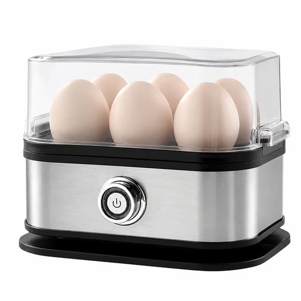 3-i-1 Elektrisk Eggekoker, Automatisk Avstenging, Dampkoker i Rustfritt Stål for Omeletter, Grønnsaker, 6 Egg