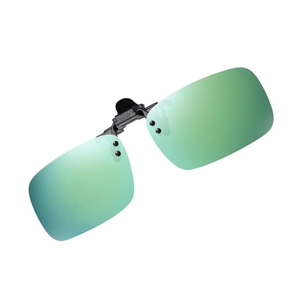 Clip-on solbriller, medium, speilgrønn, TR90, UV400, 180° vippbar design Green