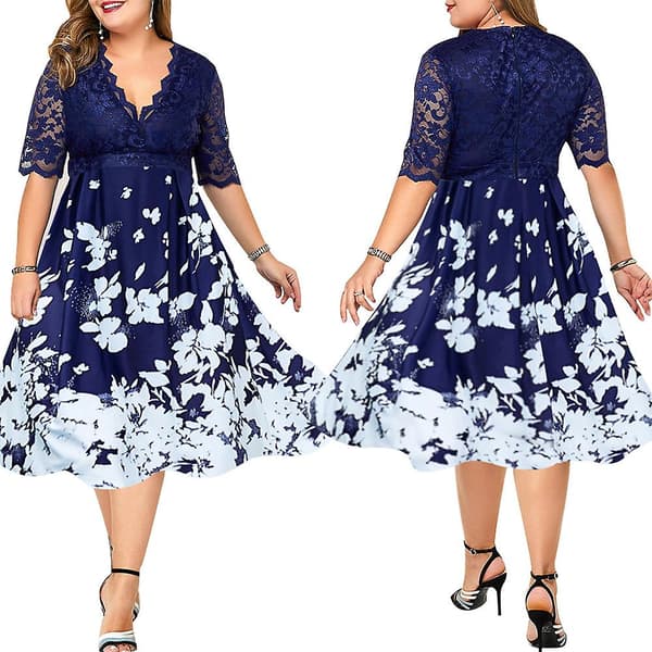 Linje Plus Size Klänning Vem Spets BLACK XL