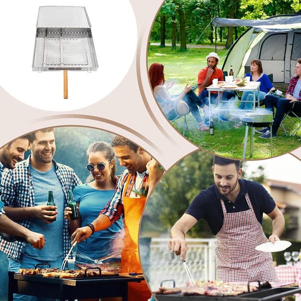 Sammenklappelig Grillkurv, Rustfrit Stål, Non-Stick, til BBQ, Fisk, Grøntsager, Camping & Picnic