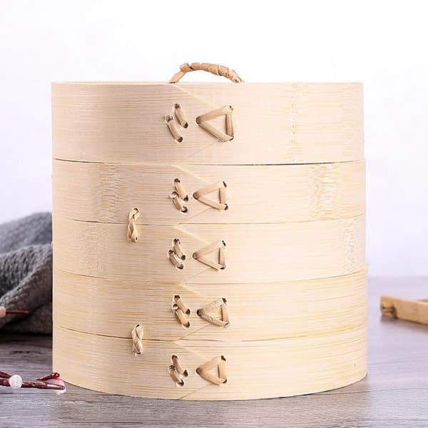 18 cm rund ångkorg med lock - 2 delar för ångkokning av dumplings, bao buns och dim sum